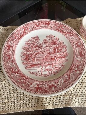 Classic Red Transferware Dinner Plate
